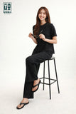 Wiora Black Textured Co-Ord Set – Relaxed Fit Top & Wide-Leg Pants