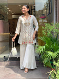 Elegant Silk Suit Set with Hand Embroidery & Zari Weaving Detailing