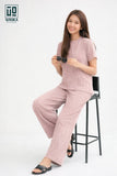 Wiora Pink Textured Co-Ord Set – Relaxed Fit Top & Wide-Leg Pants