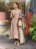 Pure Kanjivaram Glass Tissue Suit Set with Maharaja Silky Pant & Zari Jacquard Dupatta