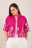 Fuchsia Pink Embroidered Short Shirt