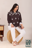 Stylish Brown Floral Printed Top with Lace Accents