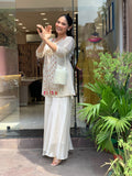 Elegant Silk Suit Set with Hand Embroidery & Zari Weaving Detailing