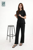 Wiora Black Textured Co-Ord Set – Relaxed Fit Top & Wide-Leg Pants