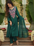 Elegant Kanjivaram-Inspired Suit Set with Hand Embroidery & Chanderi Gadhwal Dupatta