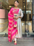 Pink Silk Suit Set with Double Zari Jacquard Dupatta & Heavy Embroidery