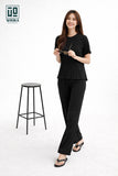 Wiora Black Textured Co-Ord Set – Relaxed Fit Top & Wide-Leg Pants