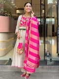 Pink Silk Suit Set with Double Zari Jacquard Dupatta & Heavy Embroidery