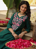 Elegant Kanjivaram-Inspired Suit Set with Hand Embroidery & Chanderi Gadhwal Dupatta