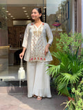 Elegant Silk Suit Set with Hand Embroidery & Zari Weaving Detailing