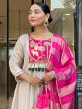 Pink Silk Suit Set with Double Zari Jacquard Dupatta & Heavy Embroidery