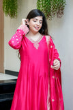 Maharani Pink Premium Banarasi Anarkali Set with Heavy Embroidery & Zari Weaving