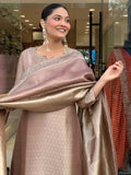 Pure Kanjivaram Glass Tissue Suit Set with Maharaja Silky Pant & Zari Jacquard Dupatta