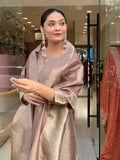 Pure Kanjivaram Glass Tissue Suit Set with Maharaja Silky Pant & Zari Jacquard Dupatta