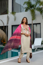 Premium Kanjivaram-Inspired Suit Set with Hand Embroidery & Lagdi Patta Dupatta
