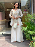 Elegant Silk Suit Set with Hand Embroidery & Zari Weaving Detailing