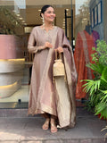 Pure Kanjivaram Glass Tissue Suit Set with Maharaja Silky Pant & Zari Jacquard Dupatta