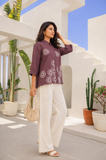 Women's Botanical Embroidery Smart Casual Office Wear Shirt