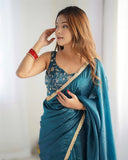 Festive Glow Embroidered Tissue Silk Saree
