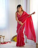 Crimson Elegance Tissue Silk Embroidered Saree