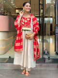 Red Silk Suit Set with Double Zari Jacquard Dupatta & Heavy Embroidery