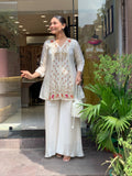 Elegant Silk Suit Set with Hand Embroidery & Zari Weaving Detailing