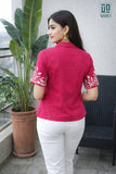 Wiora Forest Leaf Embroidered Shirt – Elegant Short Sleeve Button-Down Top