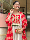 Red Silk Suit Set with Double Zari Jacquard Dupatta & Heavy Embroidery
