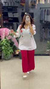Floral Fusion Relaxed Stylish Maroon Printed Co-ord Set