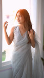 Party Wear Intricate Embroidery and Contemporary Elegant Look Organza Silk Saree With Blouse