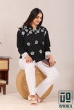 Stylish Black Floral Printed Top with Lace Accents