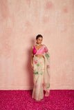 Luxury Hand Embroidered Organza Saree with Designer Blouse