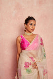 Luxury Hand Embroidered Organza Saree with Designer Blouse