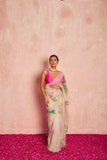 Luxury Hand Embroidered Organza Saree with Designer Blouse