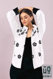 Stylish White Floral Printed Top with Lace Accents