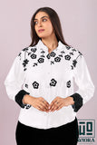 Stylish White Floral Printed Top with Lace Accents