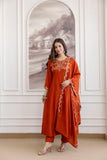 Rustic Ember Embroidered Vichitra Silk Kurta Set