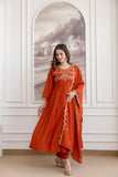 Rustic Ember Embroidered Vichitra Silk Kurta Set
