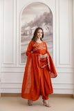 Rustic Ember Embroidered Vichitra Silk Kurta Set