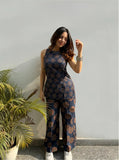 Midnight Bloom Printed Rayon Co-Ord Set for Women