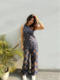 Midnight Bloom Printed Rayon Co-Ord Set for Women