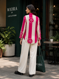 WIORA Women’s Pink & Cream Floral Printed Shirt – Stylish Full Sleeve Button-Down Casual Shirt with Contrast Collar, Bold Floral Design & Elegant Contemporary Look