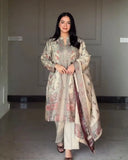 Berry Silk Printed Kurta Pant Dupatta Set With Maharaj Silk Pants & Full-Length Dupatta