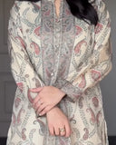 Berry Silk Printed Kurta Pant Dupatta Set With Maharaj Silk Pants & Full-Length Dupatta