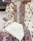 Berry Silk Printed Kurta Pant Dupatta Set With Maharaj Silk Pants & Full-Length Dupatta