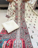 Berry Silk Printed Kurta Pant Dupatta Set With Maharaj Silk Pants & Full-Length Dupatta