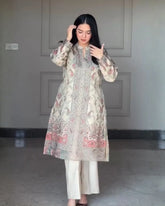 Berry Silk Printed Kurta Pant Dupatta Set With Maharaj Silk Pants & Full-Length Dupatta