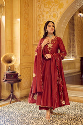Regal Rust Embroidered Festive Ensemble