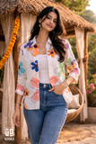 Mixed Floral Printed Cotton Mix Shirt for Women – Multicolor Casual Button-Down Overshirt