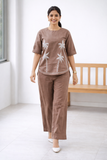 Cocoa Palm Breeze Co-ord Set With embroidery